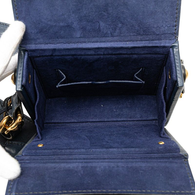 Dior Addict Small Box Crossbody Shoulder Bag Navy Leather — view 8