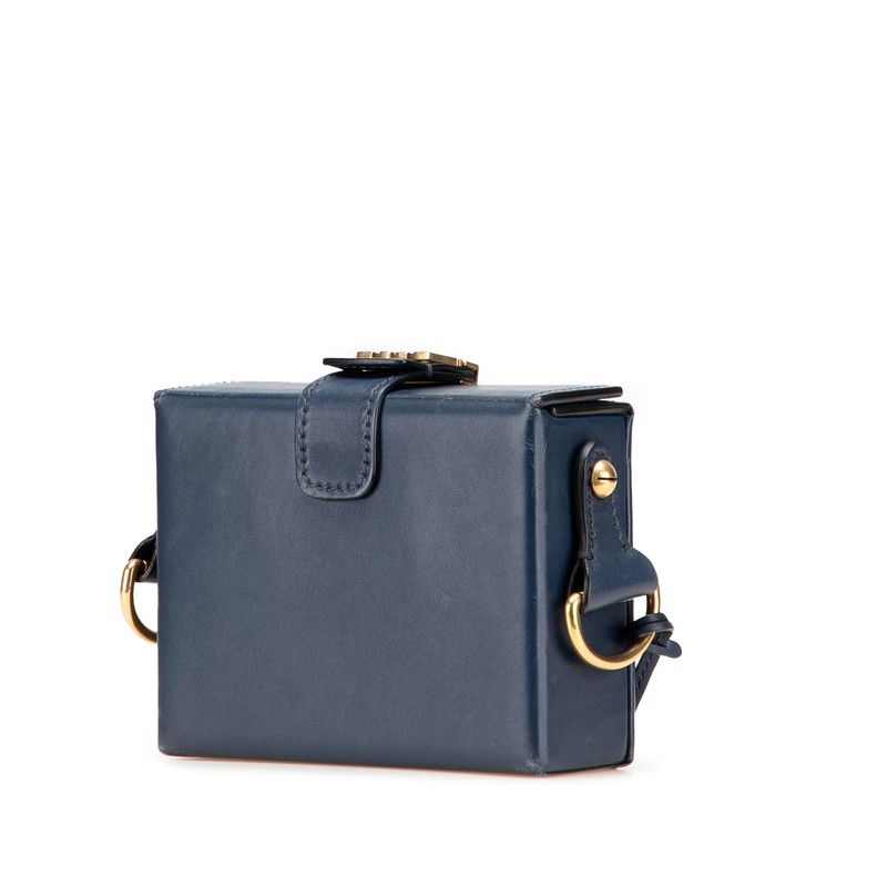 Dior Addict Small Box Crossbody Shoulder Bag Navy Leather — view 2