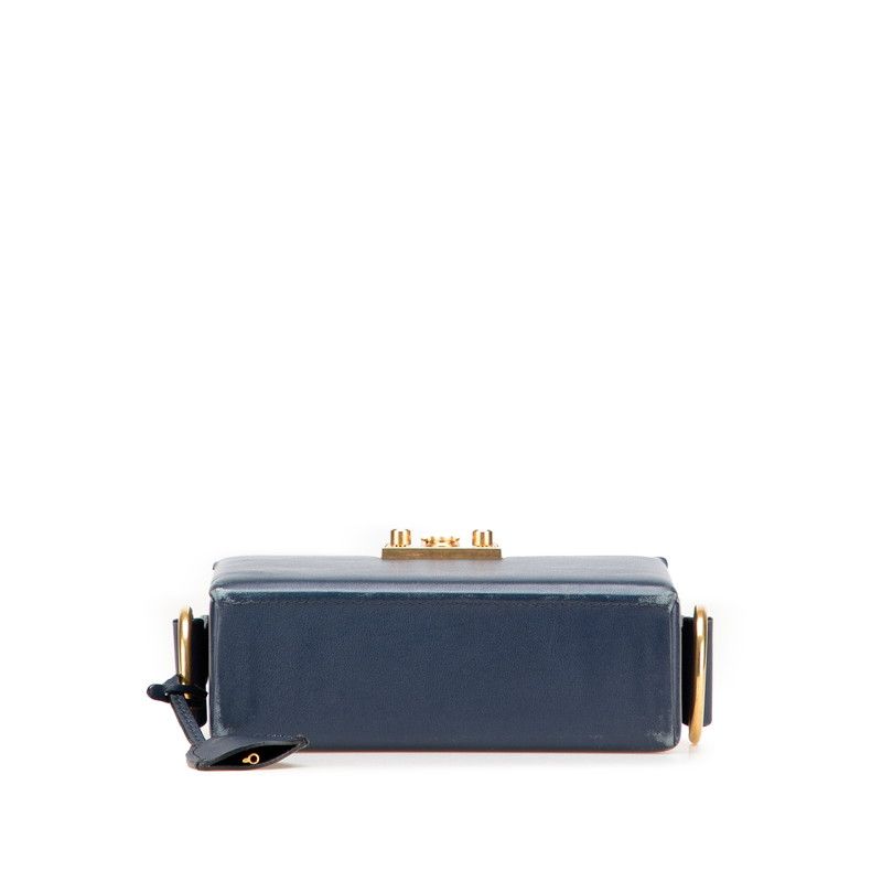 Dior Addict Small Box Crossbody Shoulder Bag Navy Leather — view 3