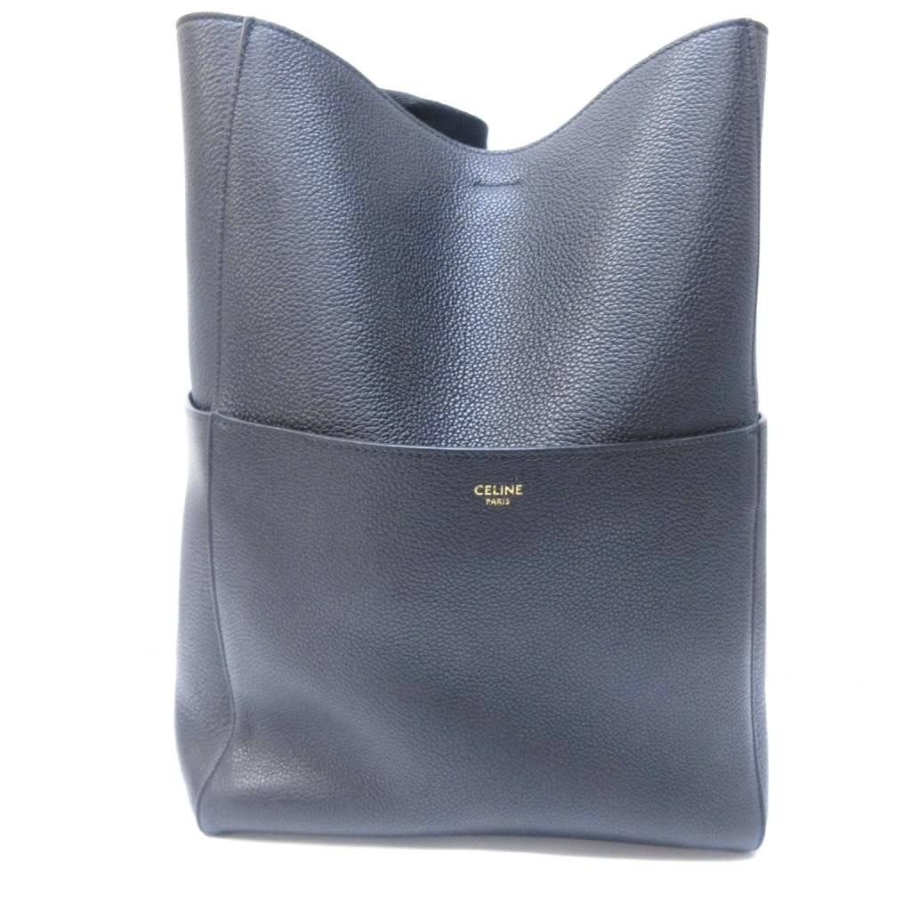 Celine Tote Shoulder Bag Sangle Bucket Small Leather Black — view 2
