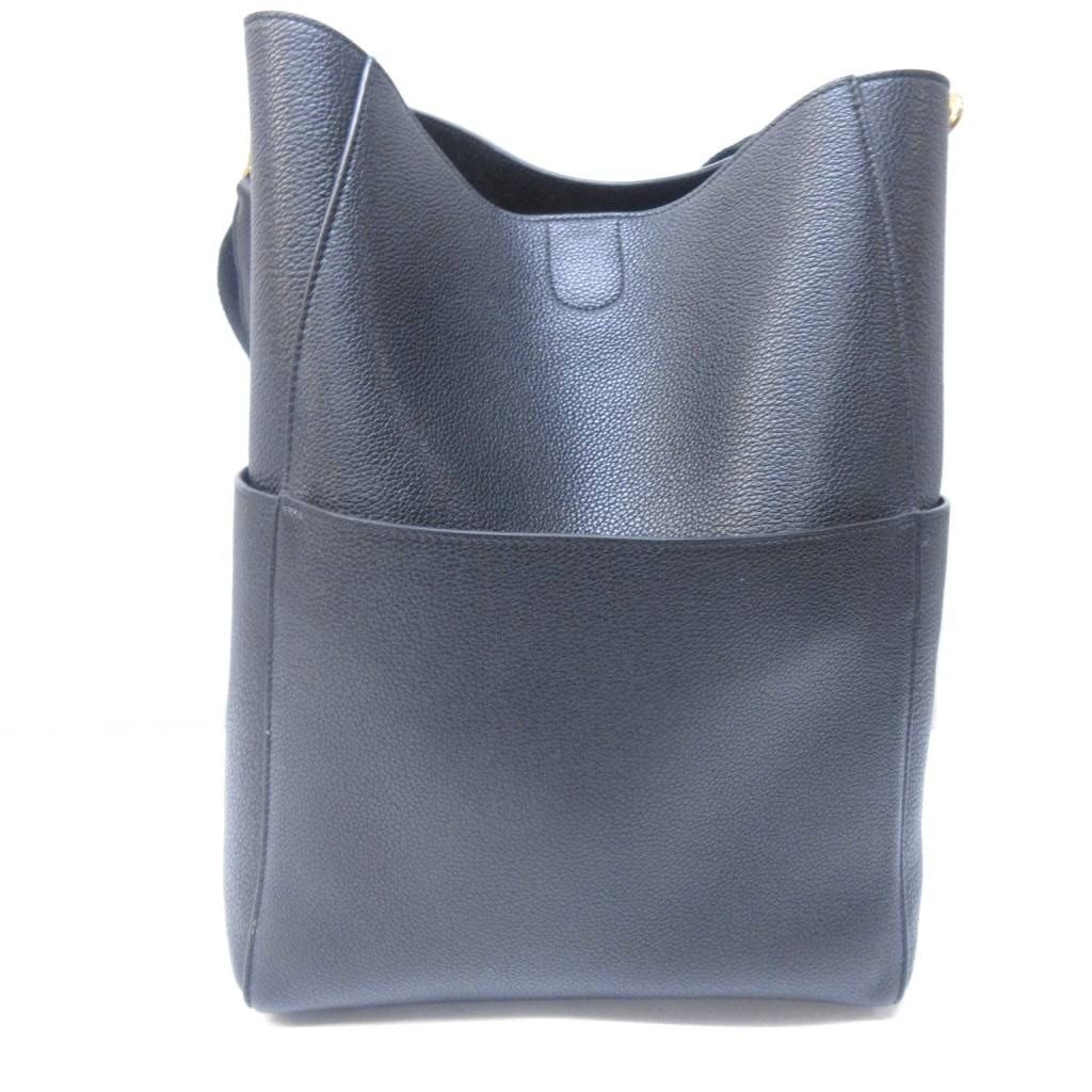 Celine Tote Shoulder Bag Sangle Bucket Small Leather Black — view 3