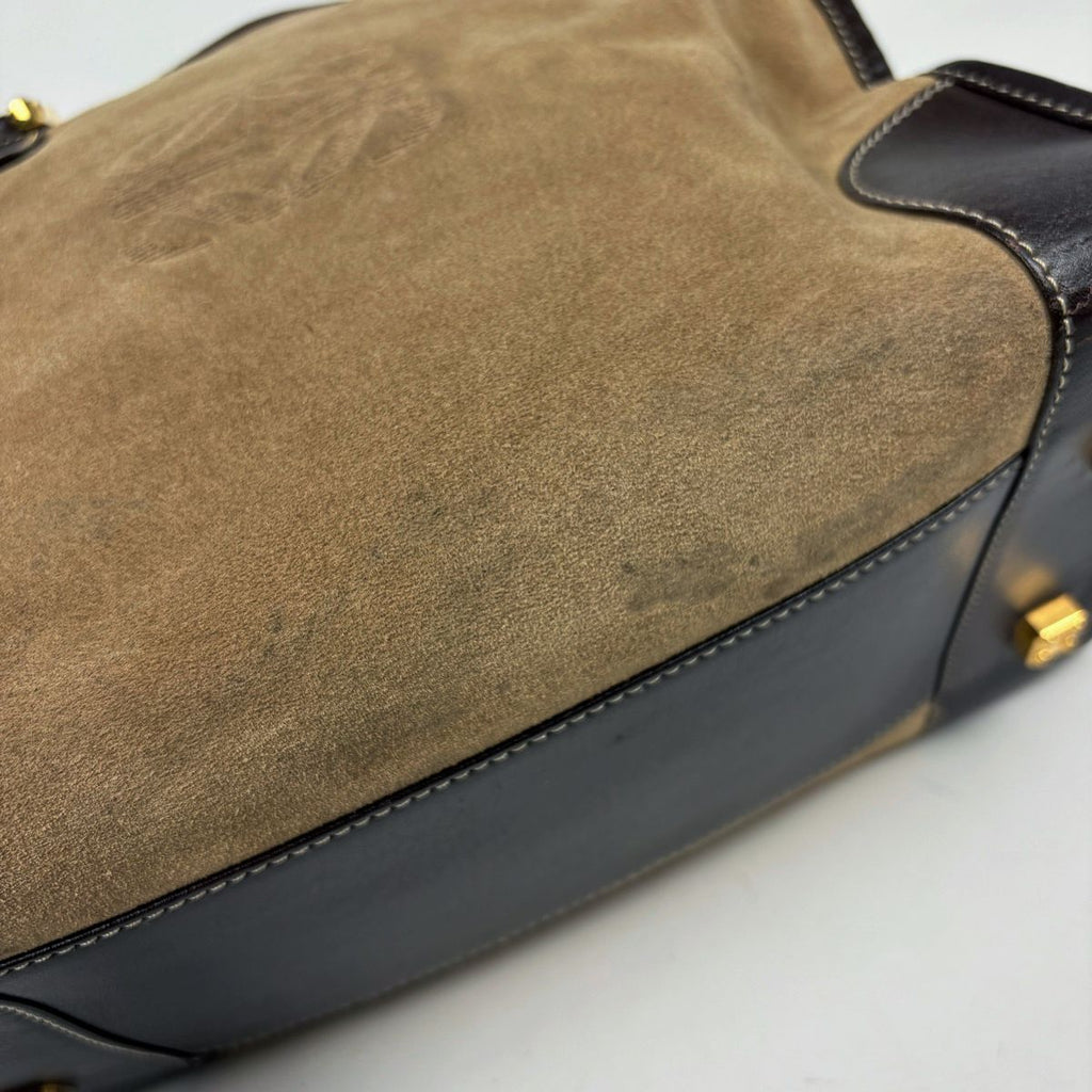 Loewe Amazona 32 Handbag Logo Anagram Suede Brown — view 3