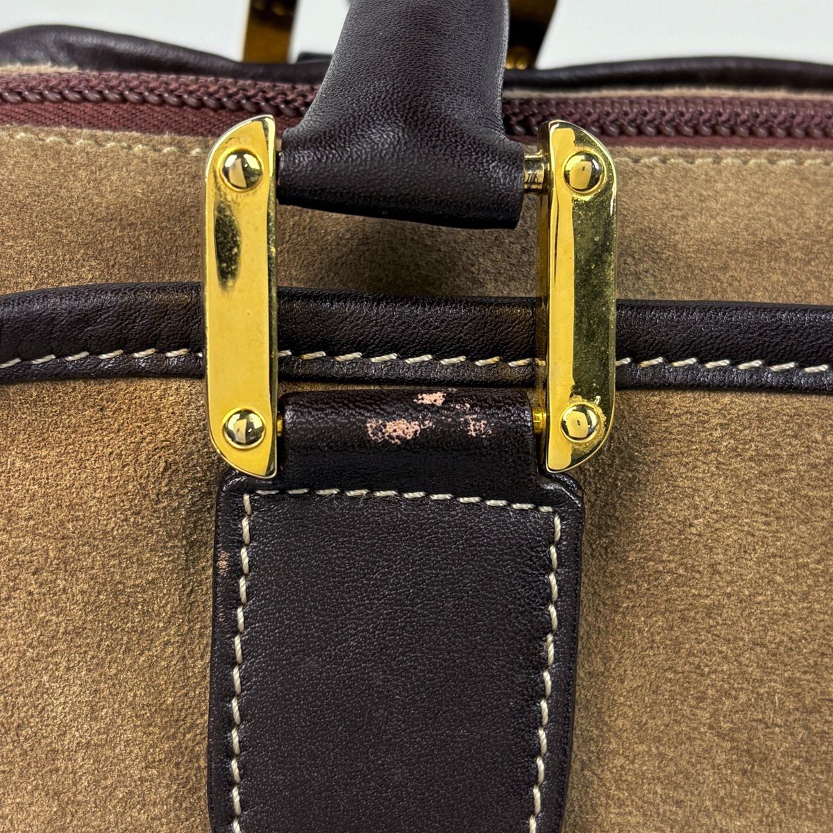 Loewe Amazona 32 Handbag Logo Anagram Suede Brown — view 7