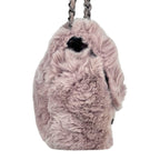 Chanel 2005 Vintage Classic Flap Chain Tweed Rabbit Fur Shoulder Bag Pink — view 5
