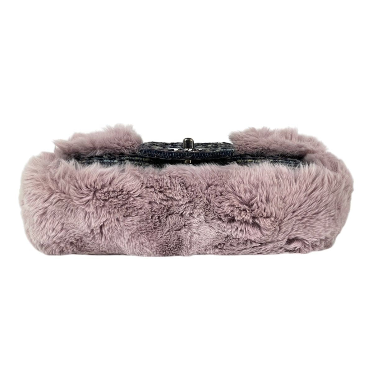 Chanel 2005 Vintage Classic Flap Chain Tweed Rabbit Fur Shoulder Bag Pink — view 6