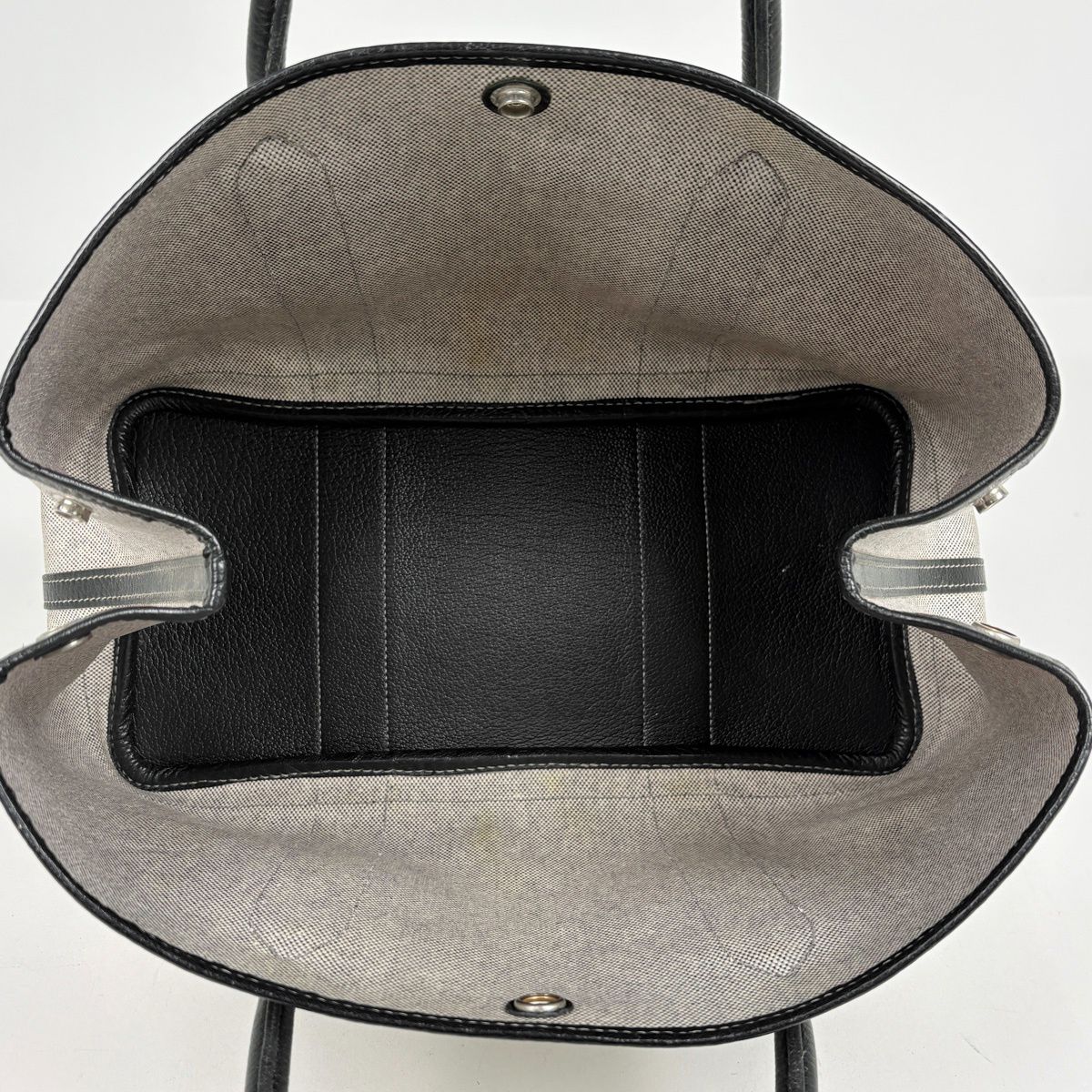 Hermes Garden Party PM Tote Toile Ash Gray Black — view 8