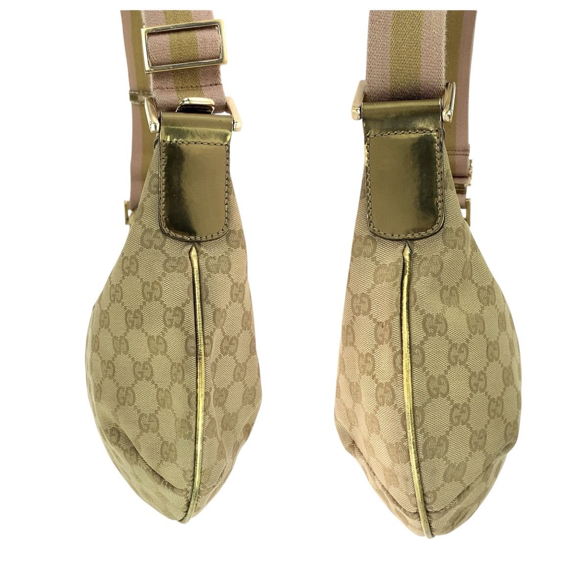 Gucci Beige Pink Gold GG Canvas Patent Shoulder Bag — view 8
