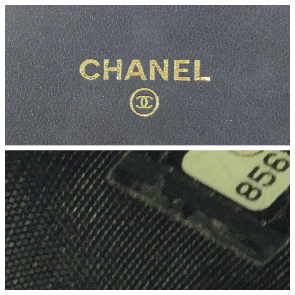 Chanel Vintage CC Logo Black Gold Caviar Leather Fold Wallet Compact — view 5