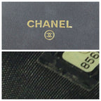 Chanel Vintage CC Logo Black Gold Caviar Leather Fold Wallet Compact — view 5