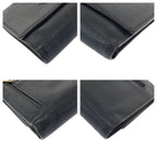 Chanel Vintage CC Logo Black Gold Caviar Leather Fold Wallet Compact — view 3