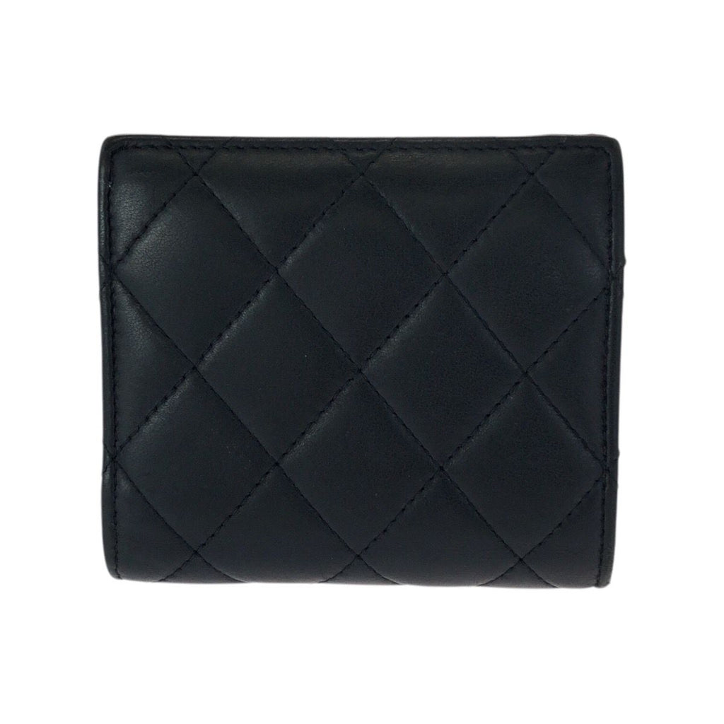 Chanel Quilted CC Logo Black Gold Lambskin Fold Wallet Compact — view 2