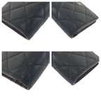 Chanel Quilted CC Logo Black Gold Lambskin Fold Wallet Compact — view 4