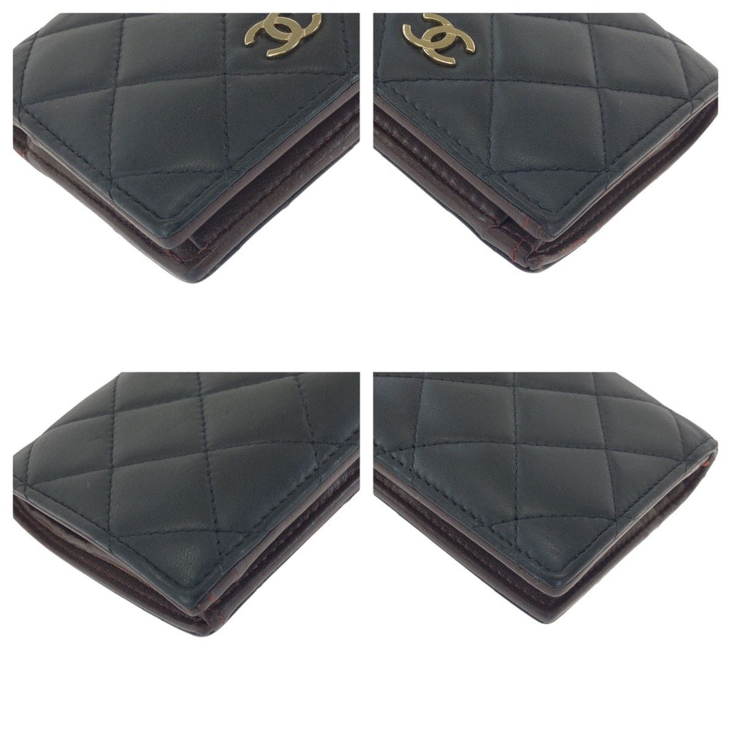 Chanel Quilted CC Logo Black Gold Lambskin Fold Wallet Compact — view 3