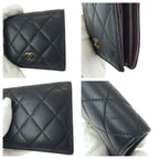 Chanel Quilted CC Logo Black Gold Lambskin Fold Wallet Compact — view 6