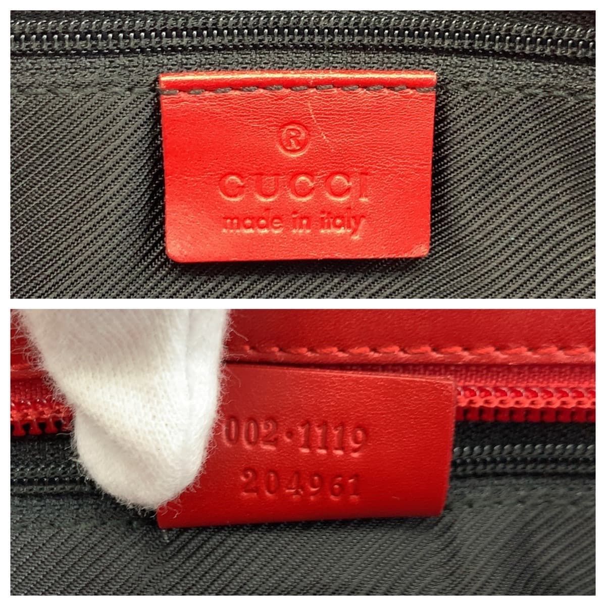 Gucci Red Beige GG Canvas Leather 002 Tote — view 3