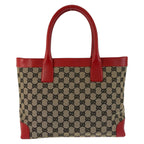 Gucci Red Beige GG Canvas Leather 002 Tote — view 2