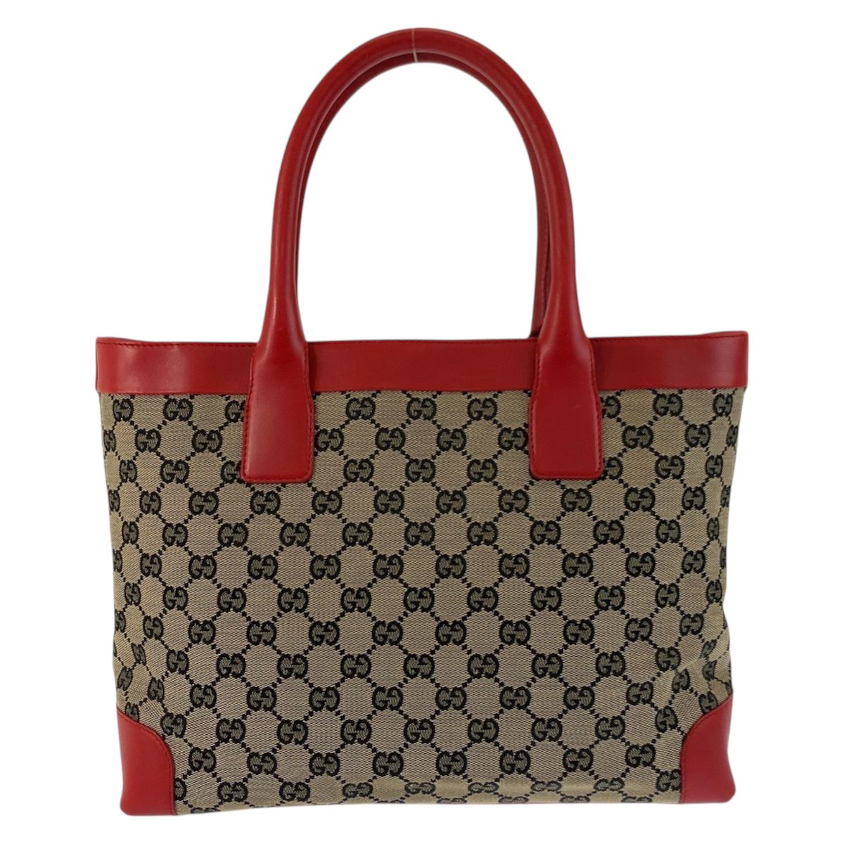 Gucci Red Beige GG Canvas Leather 002 Tote — view 2