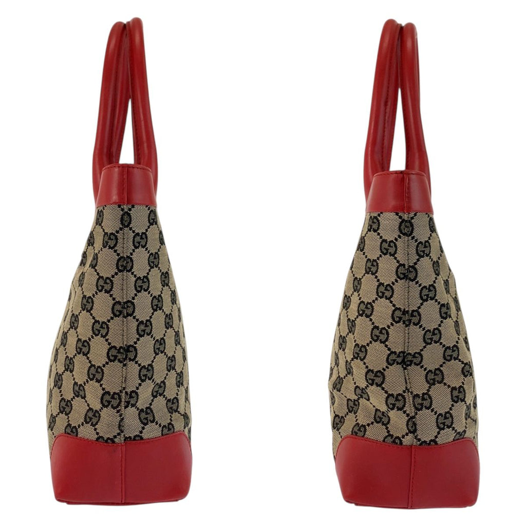 Gucci Red Beige GG Canvas Leather 002 Tote — view 7