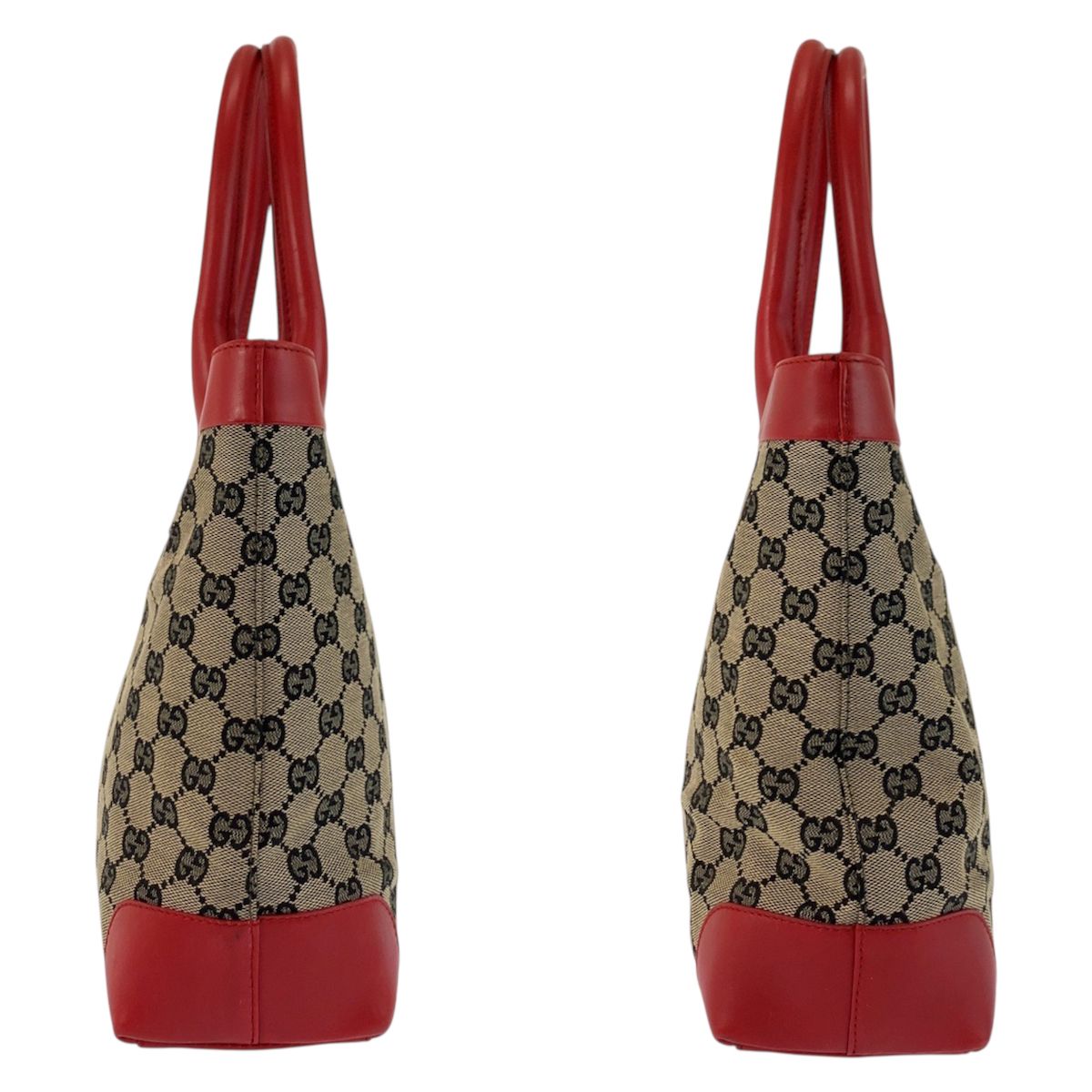 Gucci Red Beige GG Canvas Leather 002 Tote — view 7