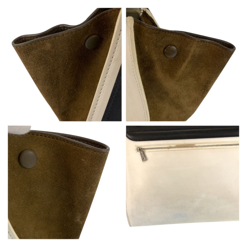 Celine Trapeze Black White Khaki Leather 2-Way Shoulder Bag — view 6