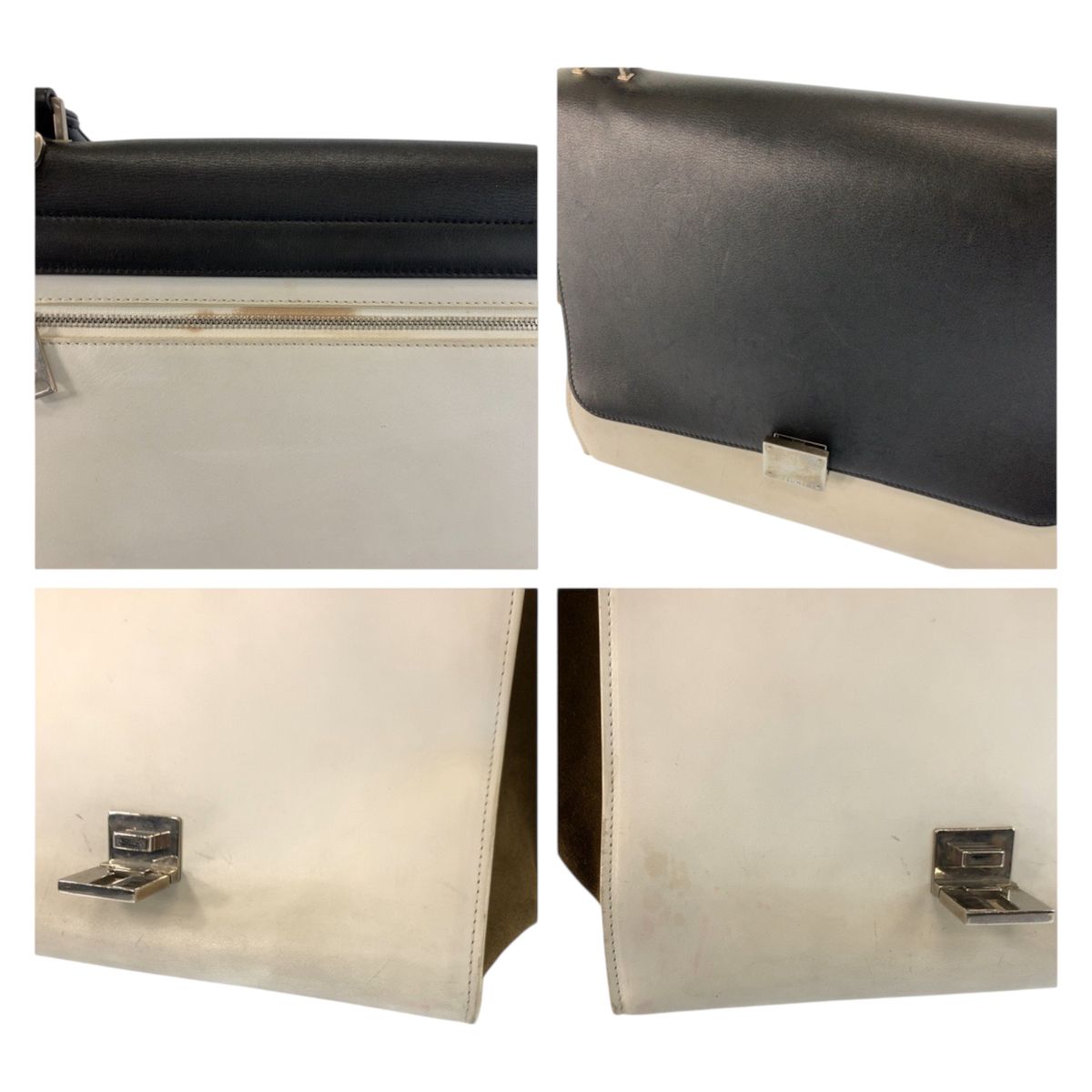 Celine Trapeze Black White Khaki Leather 2-Way Shoulder Bag — view 5