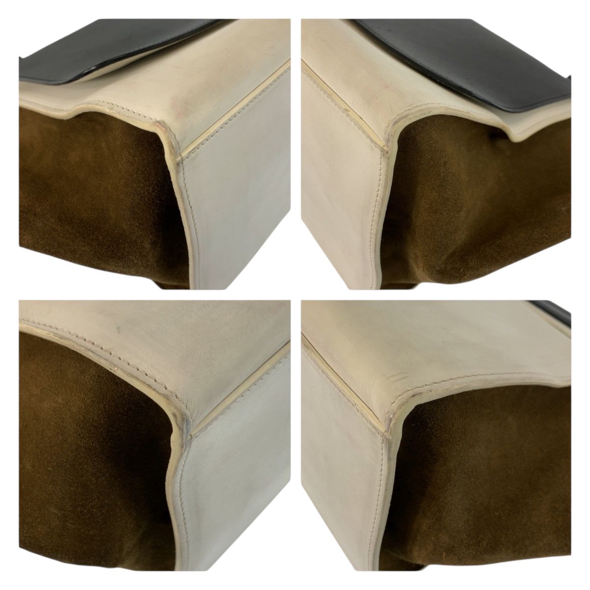 Celine Trapeze Black White Khaki Leather 2-Way Shoulder Bag — view 4