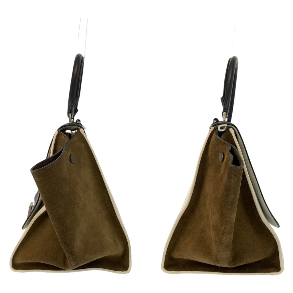 Celine Trapeze Black White Khaki Leather 2-Way Shoulder Bag — view 8