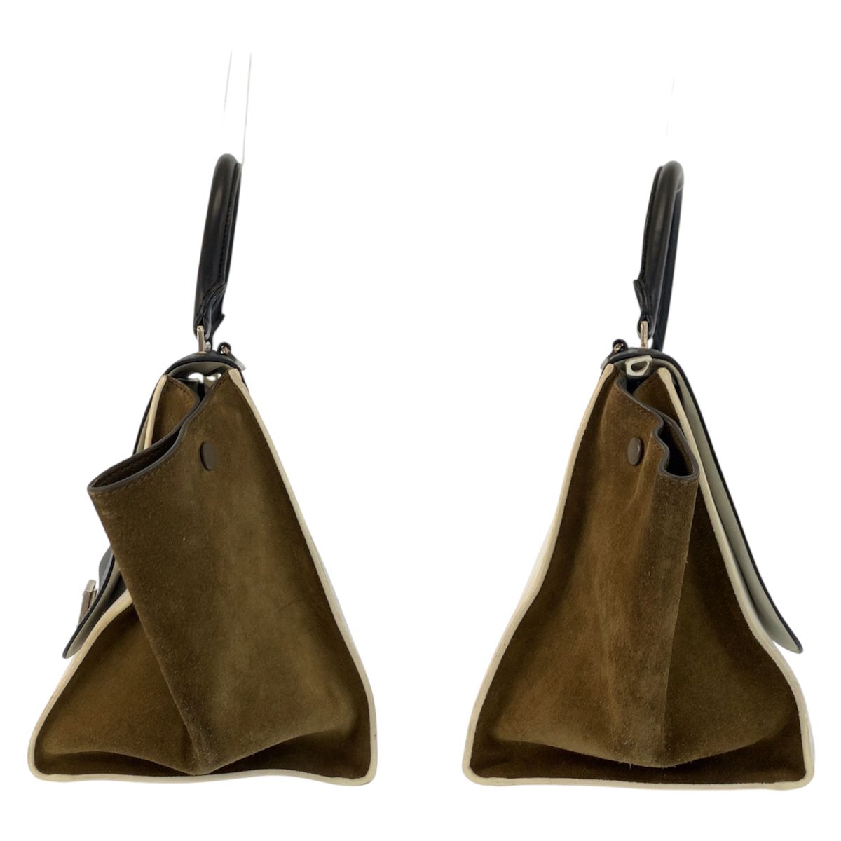 Celine Trapeze Black White Khaki Leather 2-Way Shoulder Bag — view 8