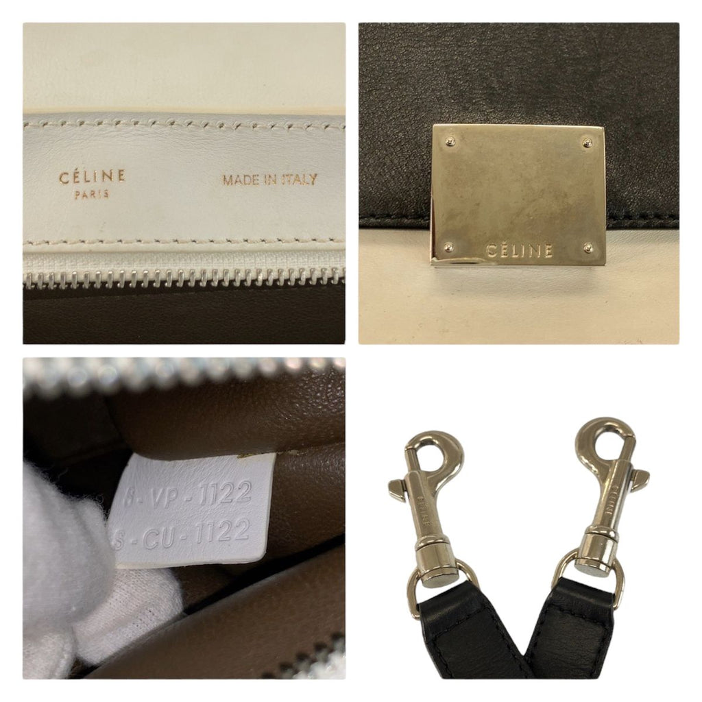 Celine Trapeze Black White Khaki Leather 2-Way Shoulder Bag — view 3