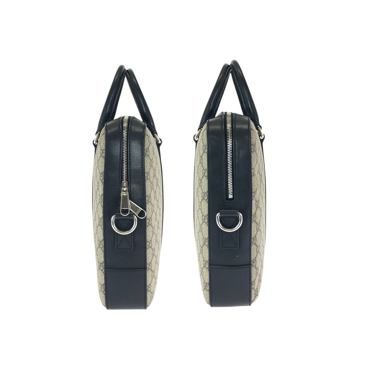 Gucci 2-Way Beige Black Silver GG Supreme Canvas Leather — view 8