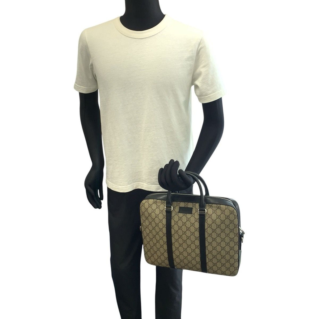 Gucci 2-Way Beige Black Silver GG Supreme Canvas Leather — view 7