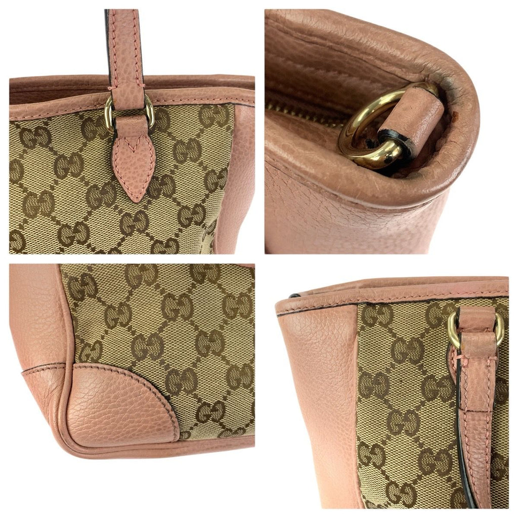 Gucci 2-Way Beige Pink Gold GG Canvas Leather Tote — view 5