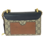 Gucci Padlock Beige Black Gold GG Supreme Canvas Leather Chain Shoulder Bag — view 2