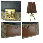 Gucci Padlock Beige Black Gold GG Supreme Canvas Leather Chain Shoulder Bag — view 5