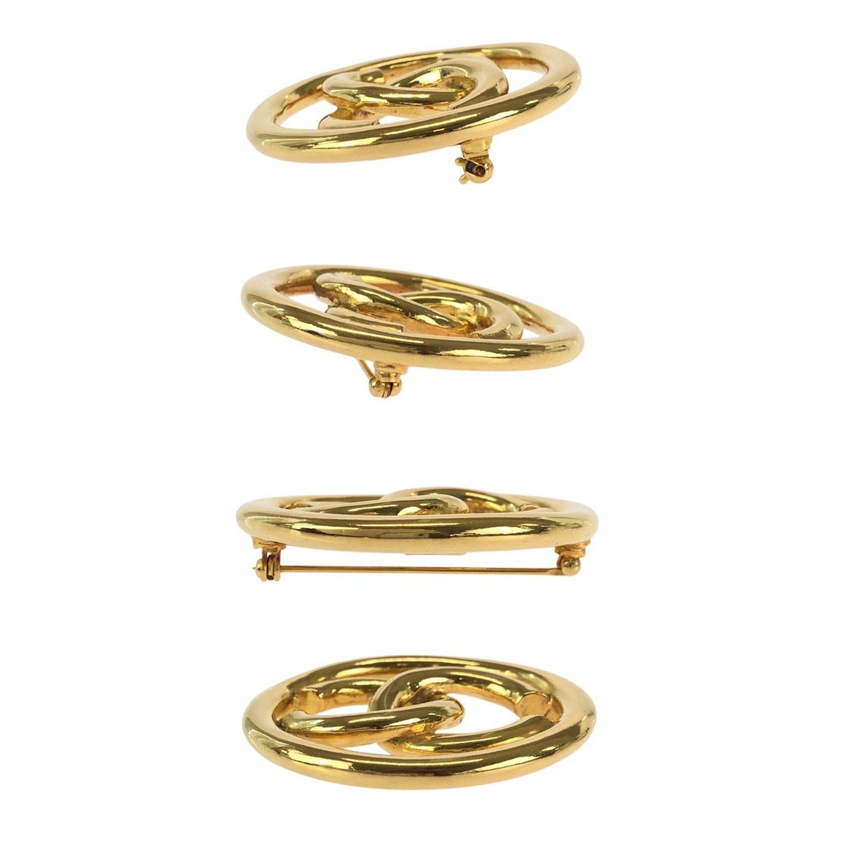 Chanel Vintage CC Logo Gold Plated Brooch 93 — view 6