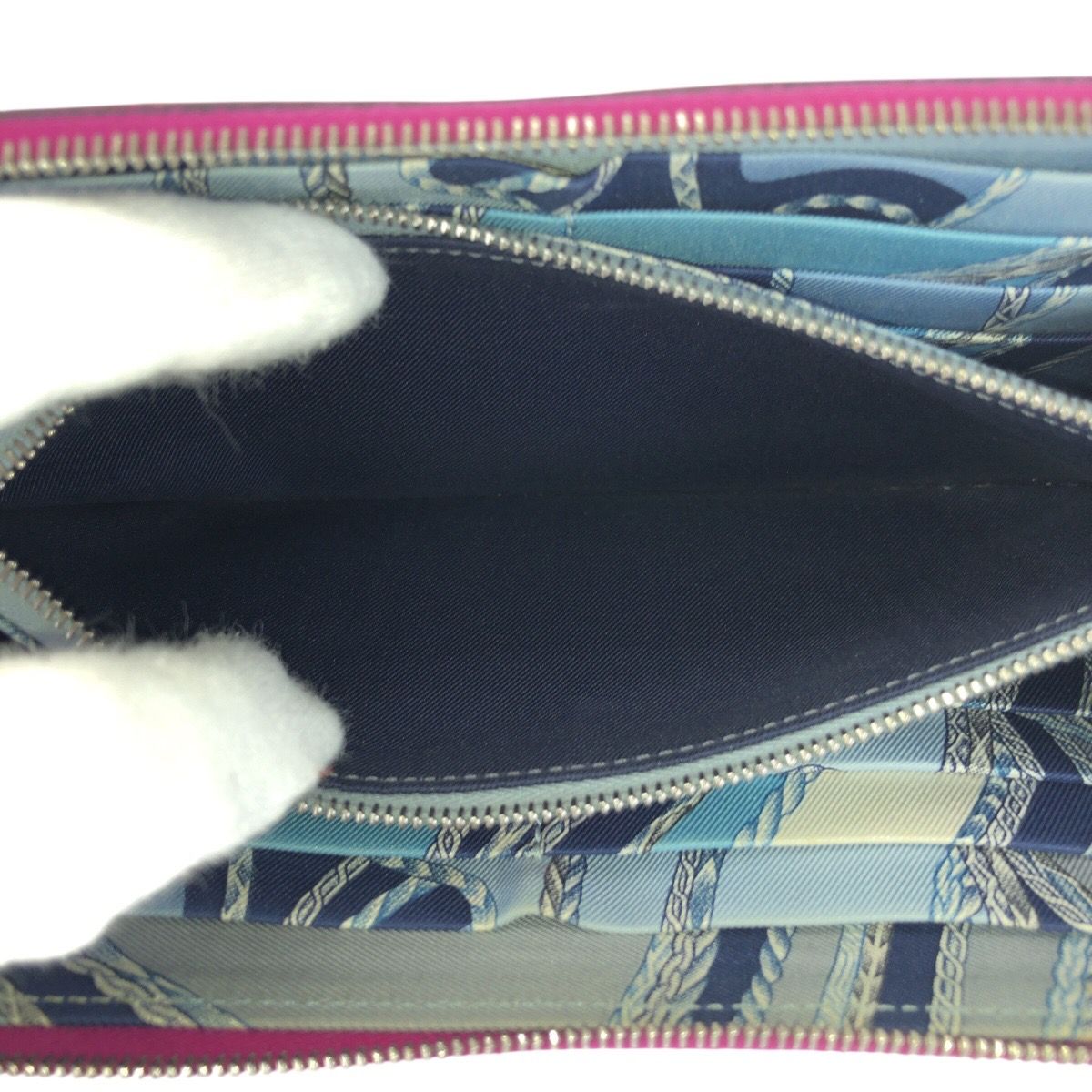 Hermes Azap Long Silk in Rose Tyrian Pink Silver Veau Round Coin Purse — view 8