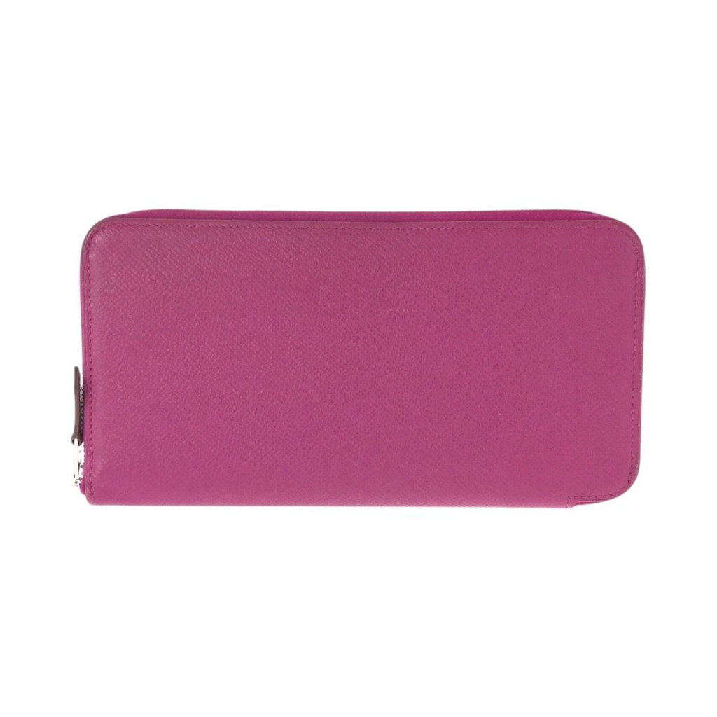 Hermes Azap Long Silk in Rose Tyrian Pink Silver Veau Round Coin Purse — view 2