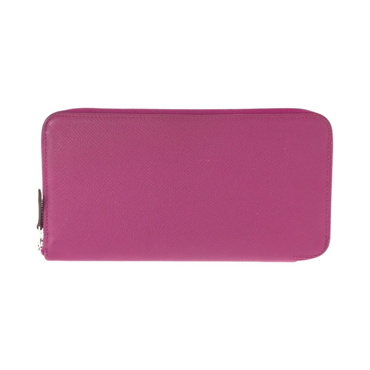 Hermes Azap Long Silk in Rose Tyrian Pink Silver Veau Round Coin Purse — view 2