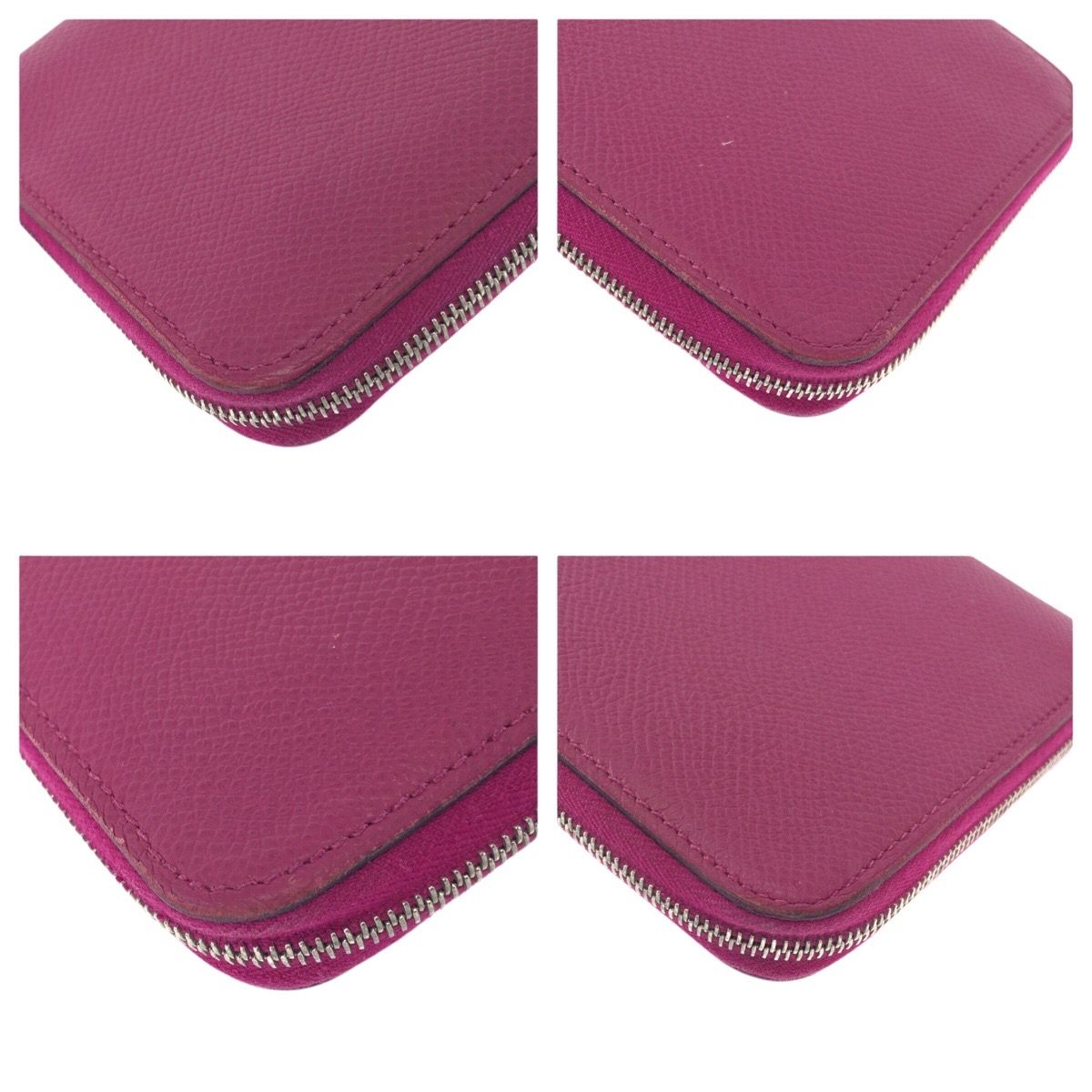 Hermes Azap Long Silk in Rose Tyrian Pink Silver Veau Round Coin Purse — view 3