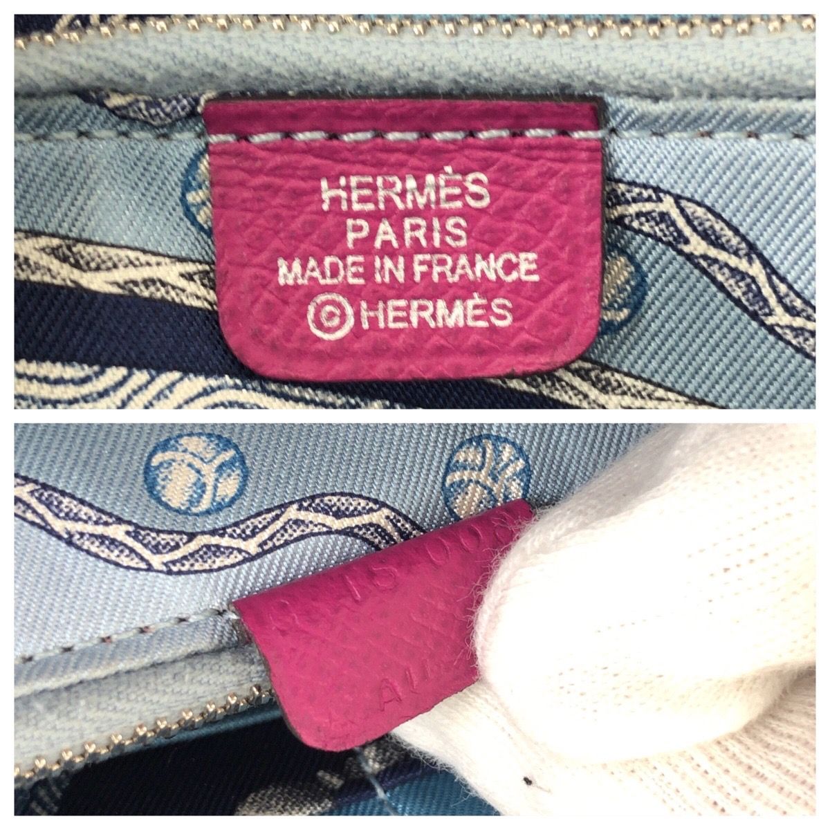 Hermes Azap Long Silk in Rose Tyrian Pink Silver Veau Round Coin Purse — view 5