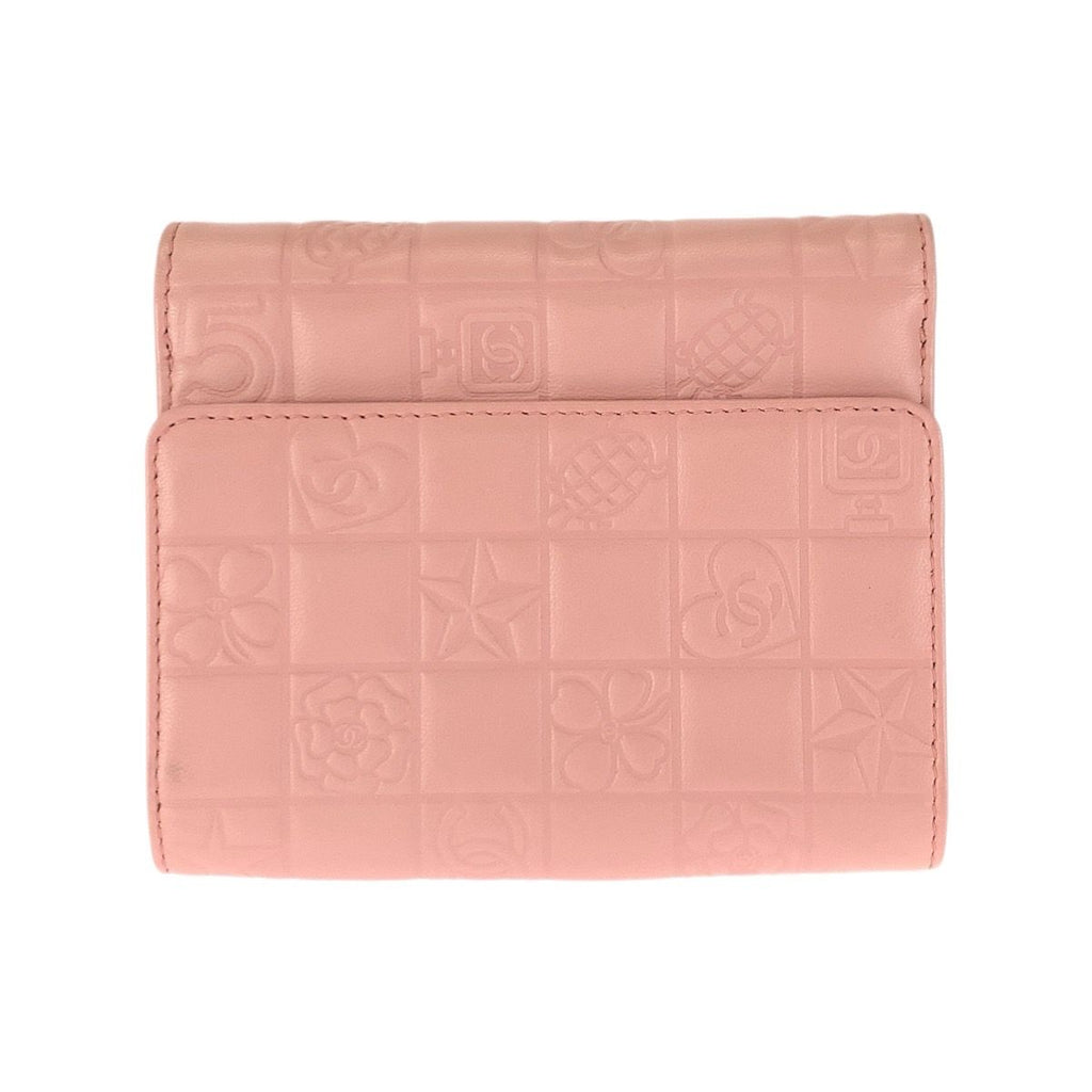 Chanel Vintage Icon Choco Bar CC Logo Pink Silver Lambskin Folding — view 2