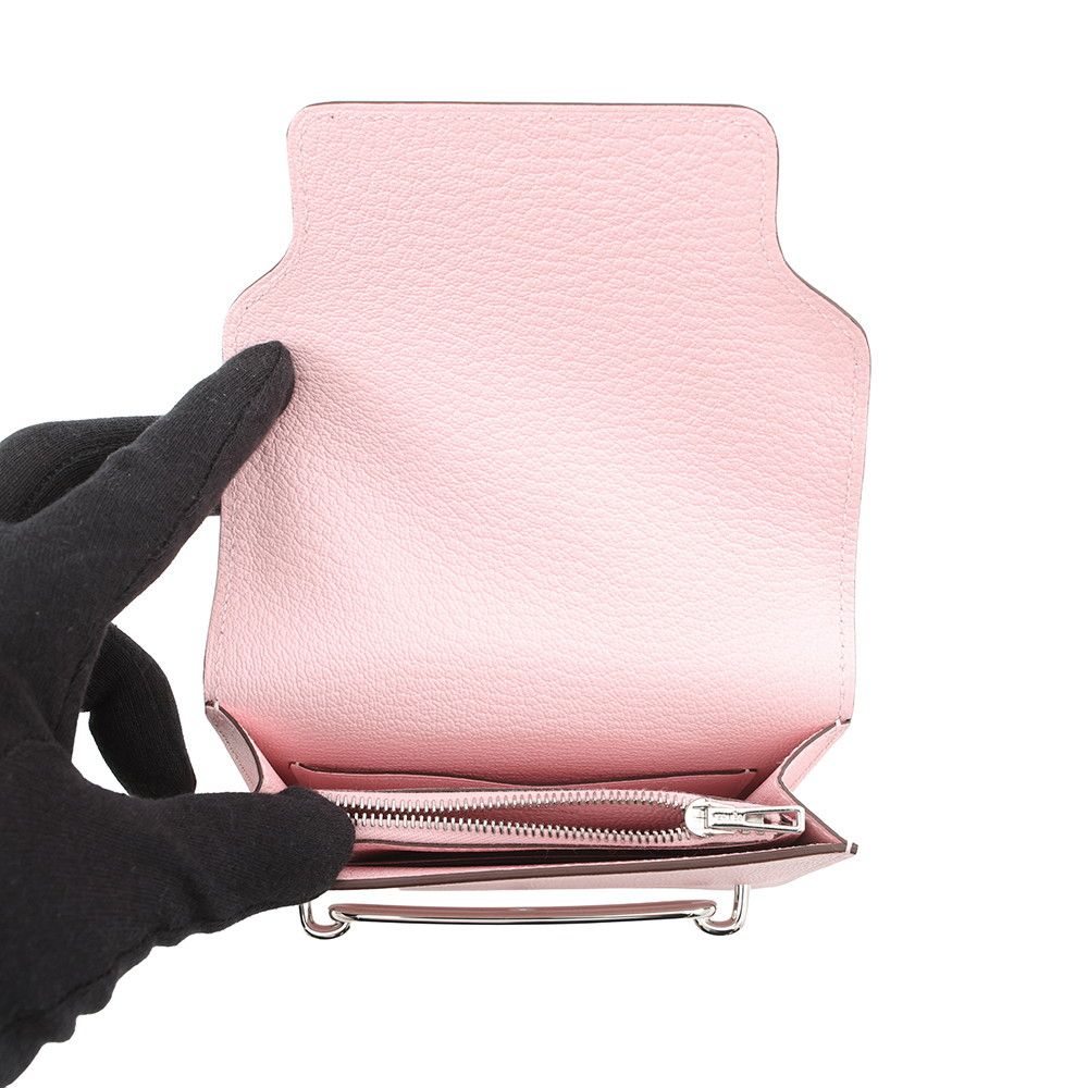Hermes Wallet Roulis Slim Rose Sakura Silver Chevre Misor — view 5