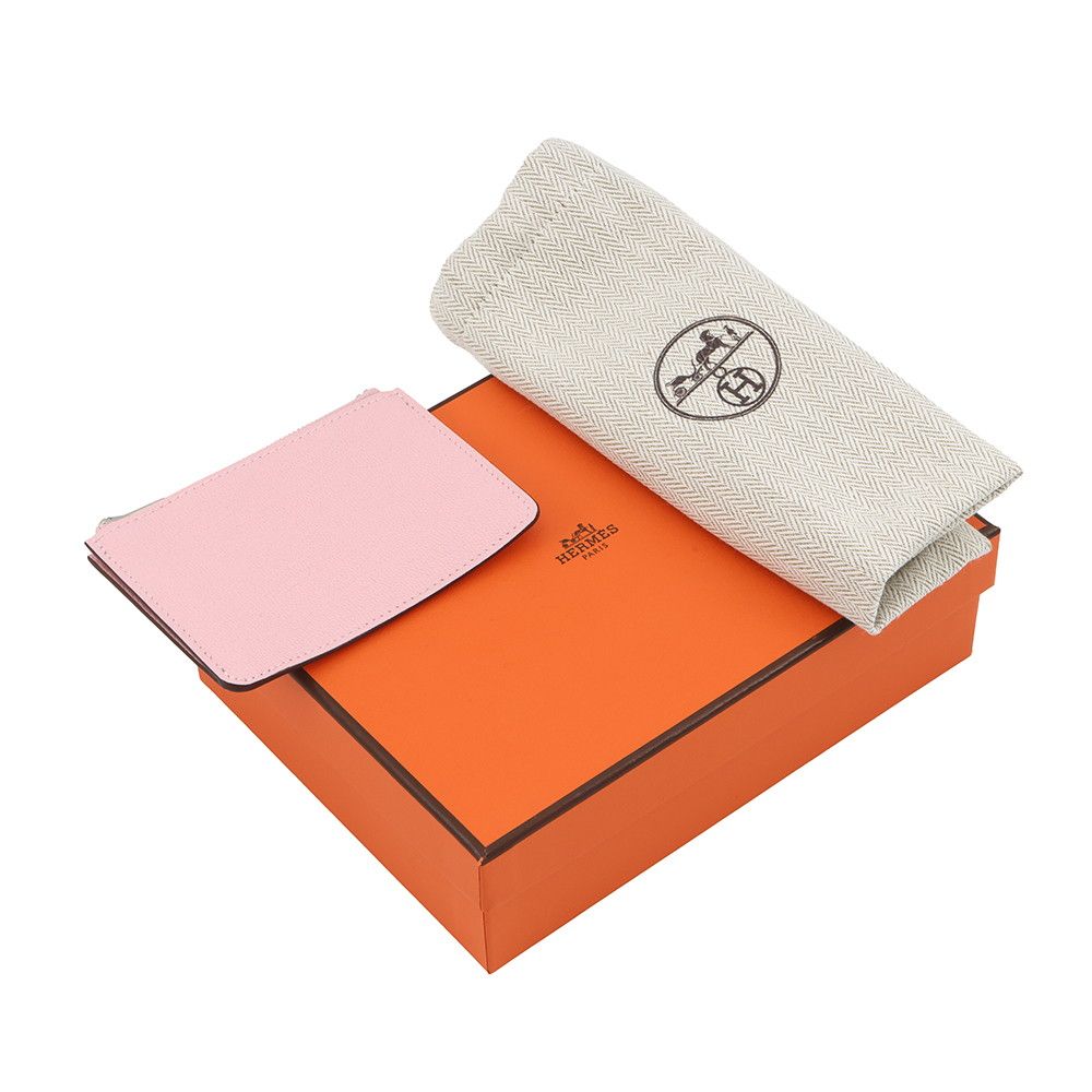 Hermes Wallet Roulis Slim Rose Sakura Silver Chevre Misor — view 9