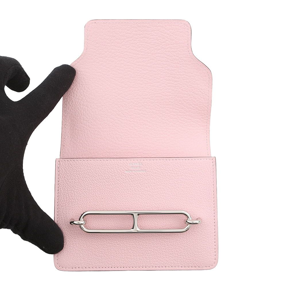 Hermes Wallet Roulis Slim Rose Sakura Silver Chevre Misor — view 4