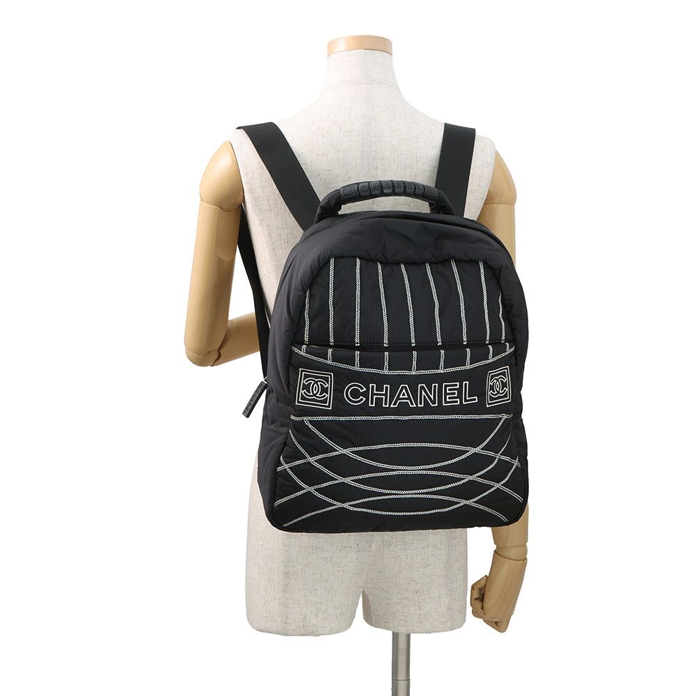Chanel Backpack Sports Logo CC Nylon Black — view 4