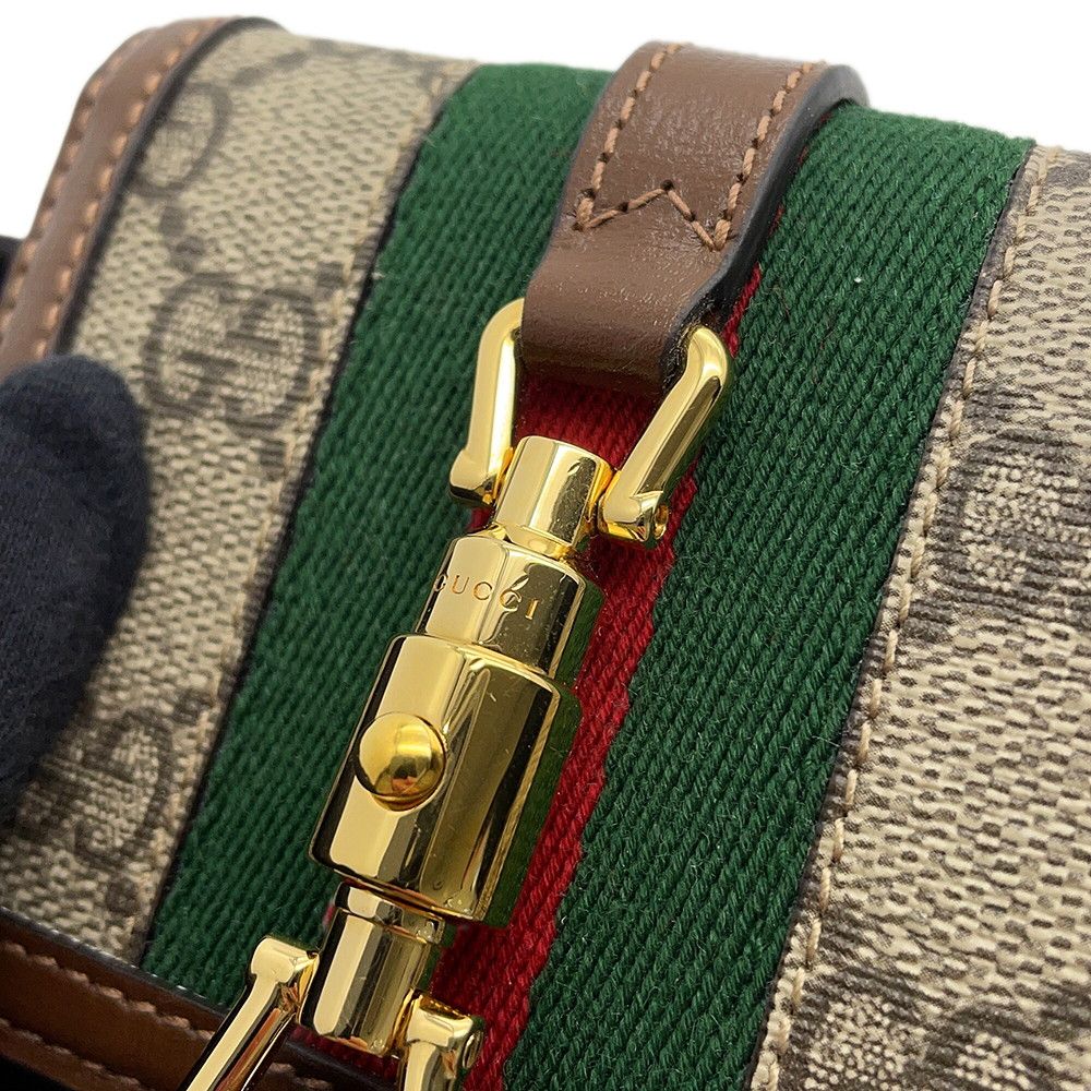 Gucci Bifold Wallet Jackie Card Case GG Supreme Leather Beige Brown — view 8