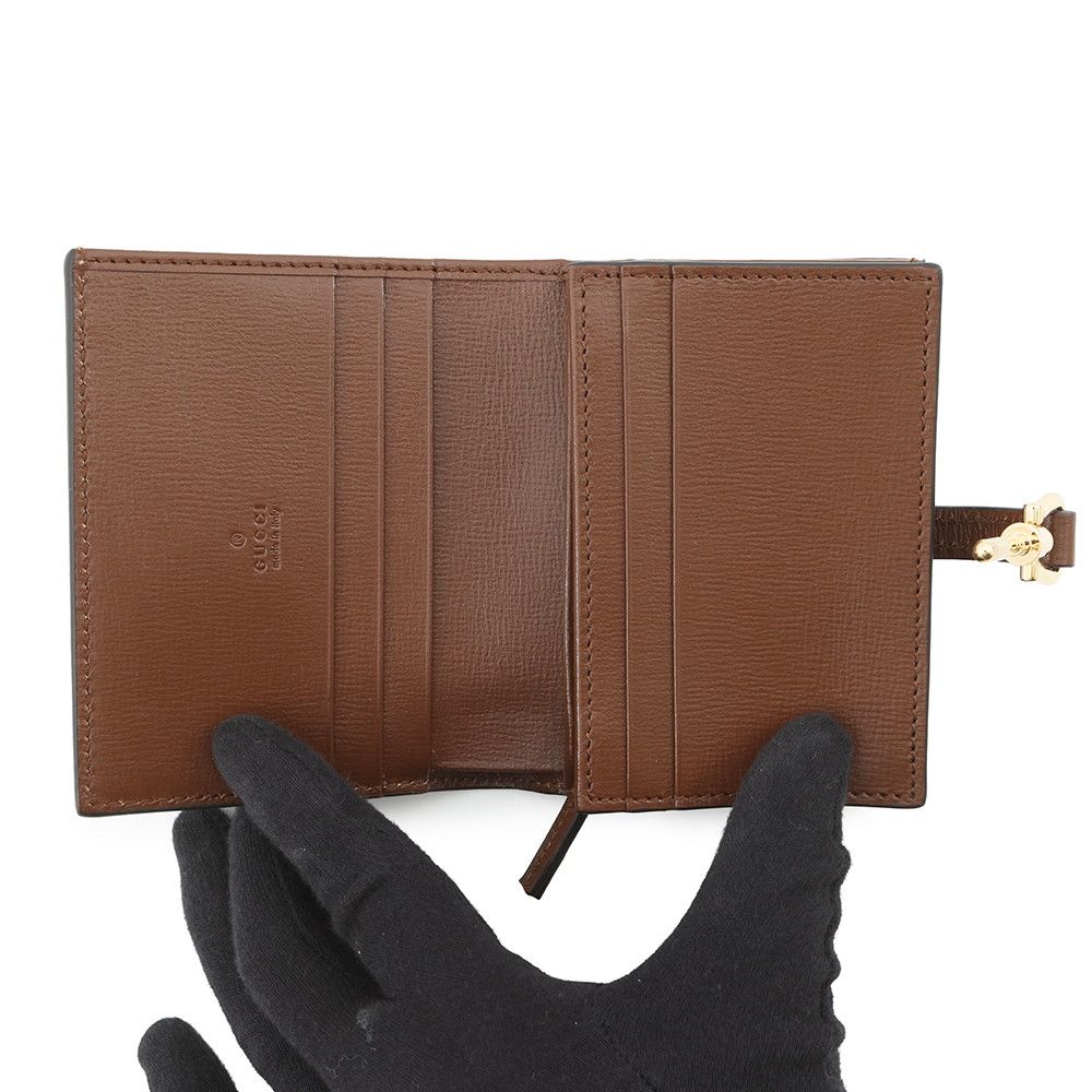 Gucci Bifold Wallet Jackie Card Case GG Supreme Leather Beige Brown — view 4
