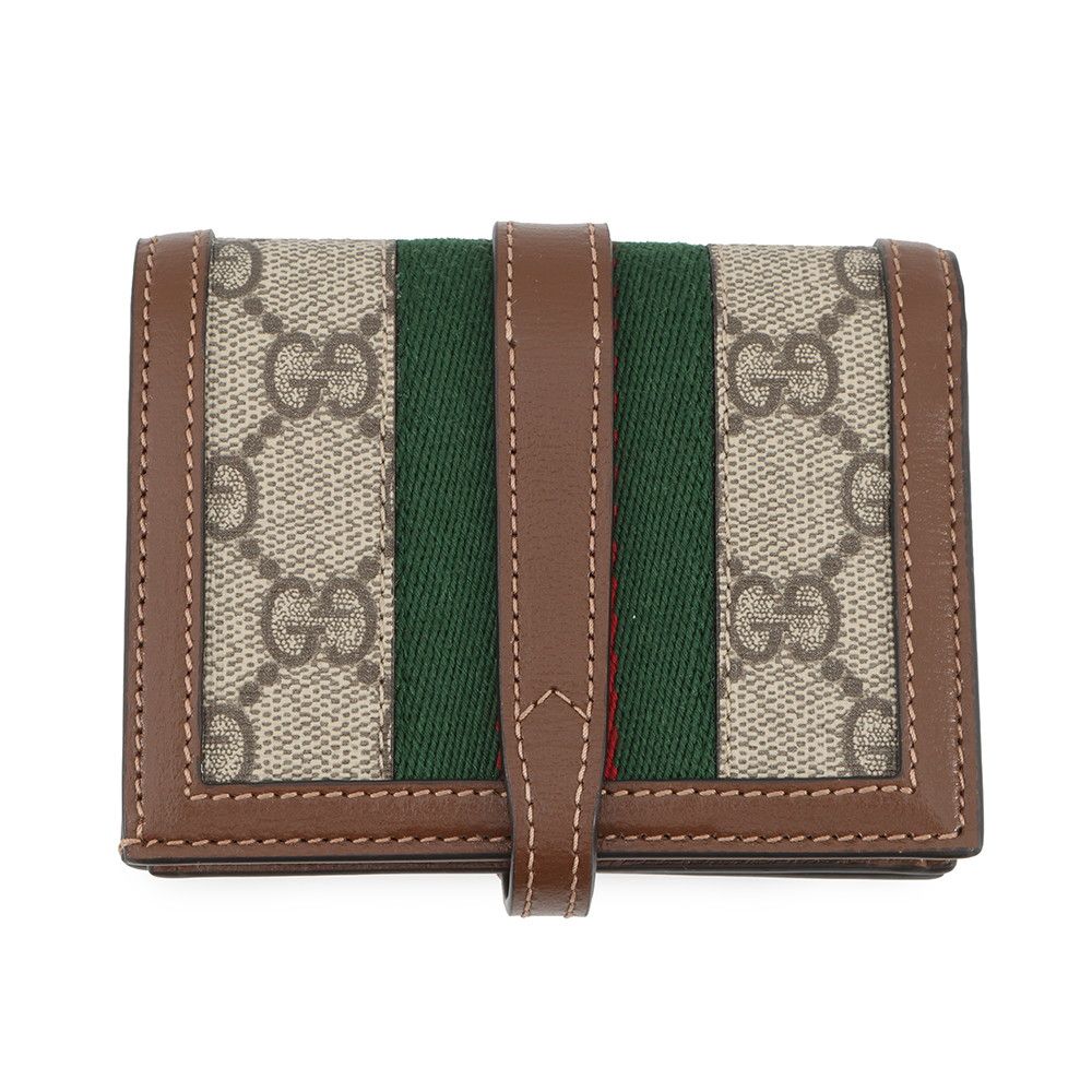 Gucci Bifold Wallet Jackie Card Case GG Supreme Leather Beige Brown — view 3