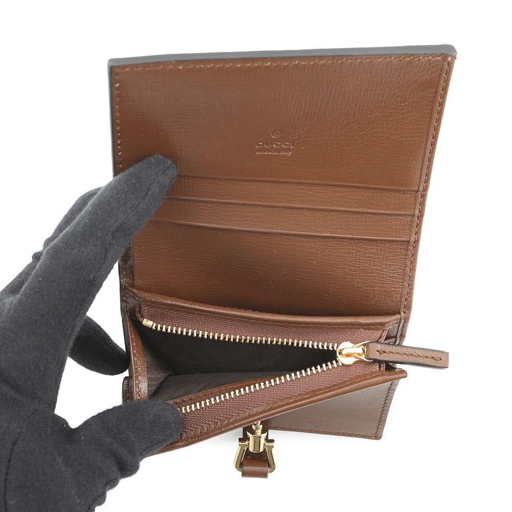 Gucci Bifold Wallet Jackie Card Case GG Supreme Leather Beige Brown — view 6