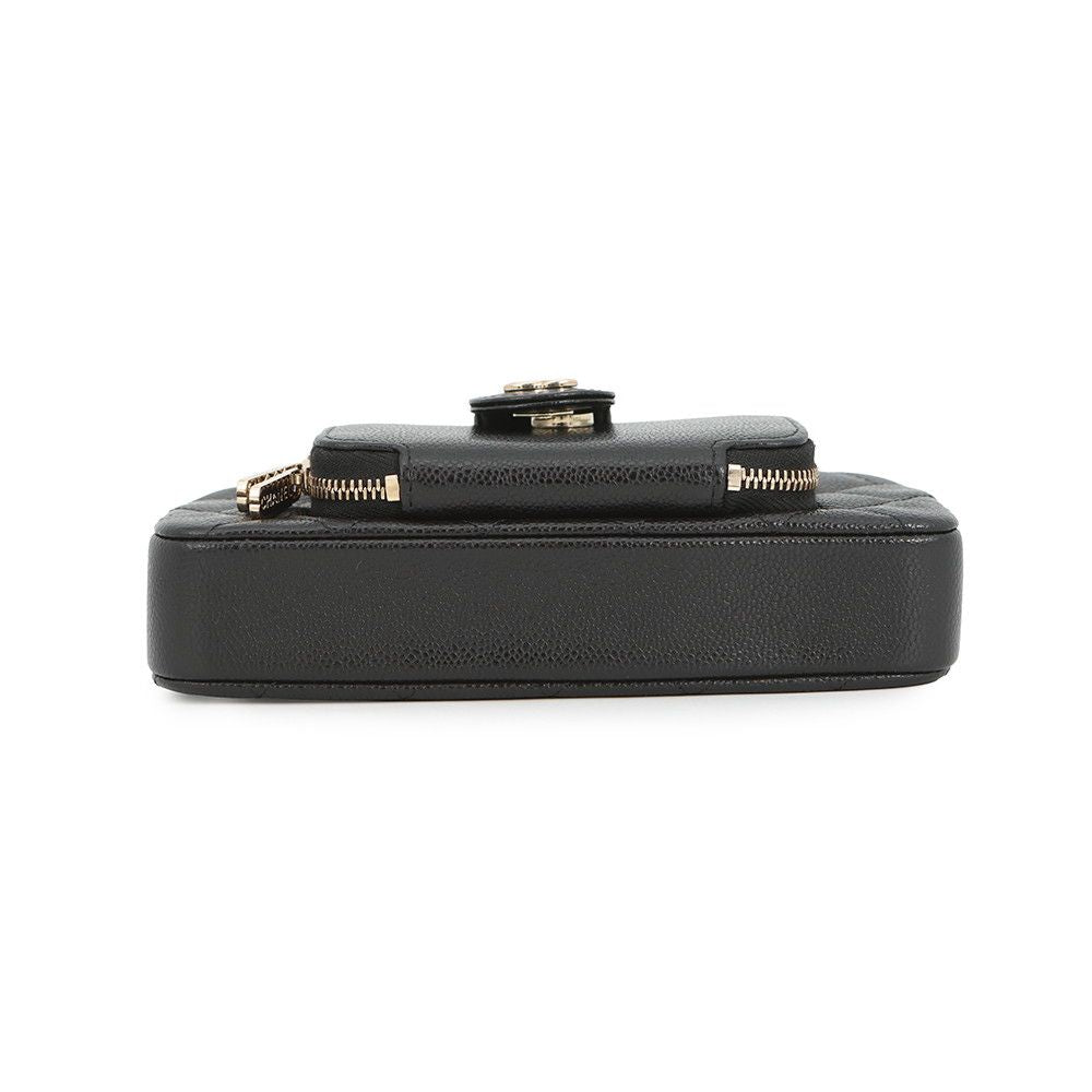 Chanel Phonecase Quilted Chain Shoulder Caviar Leather Bag — view 3
